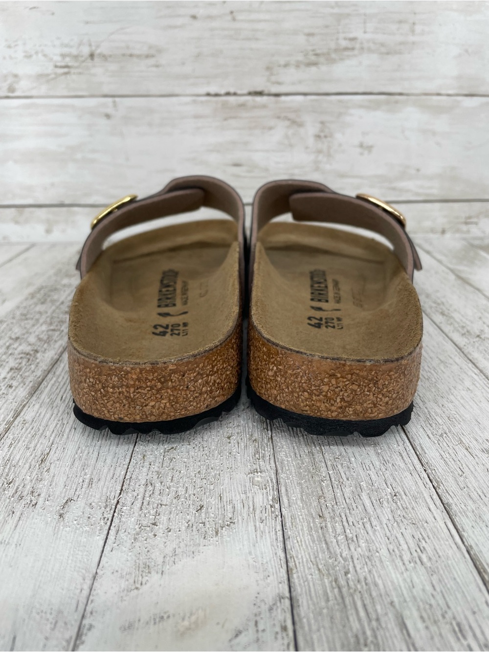 Birkenstock Madrid Big Buckle Metallic Taupe Sandals Size 42 Narrow - Picture 5 of 7